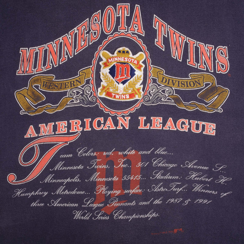 Vintage MLB Minnesota Twins Tee Shirt 1992 Size Medium Made In USA With Single Stitch Sleeves