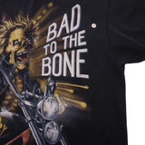 Vintage 3D Emblem Bad To The Bone American Biker Tee Shirt 1992 Size Medium Made In USA With Single Stitch Sleeves