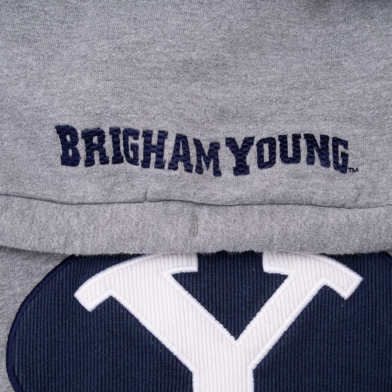 Vintage Nike Ncaa Byu Brigham Young Grey Hoodie Sweatshirt 2000S Size XL