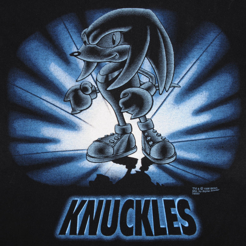 Vintage Sonic The Hedgehog & Knuckles Sega 1995 Tee Shirt Size Large Youth (14/16) With Single Stitch Sleeves