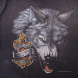 Vintage 3D Emblem Harley Davidson Wolf Tee Shirt Size 3XL Made In USA