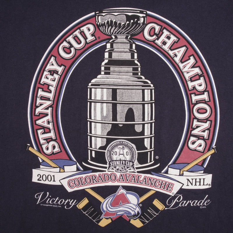 Vintage NHL Colorado Avalanche Stanley Cup Champions 2001 Tee Shirt Size 2XL