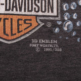 Vintage 3D Emblem Harley Davidson Pitbull Paper Thin Tee Shirt Size Medium Made In USA With Single Stitch Sleeves