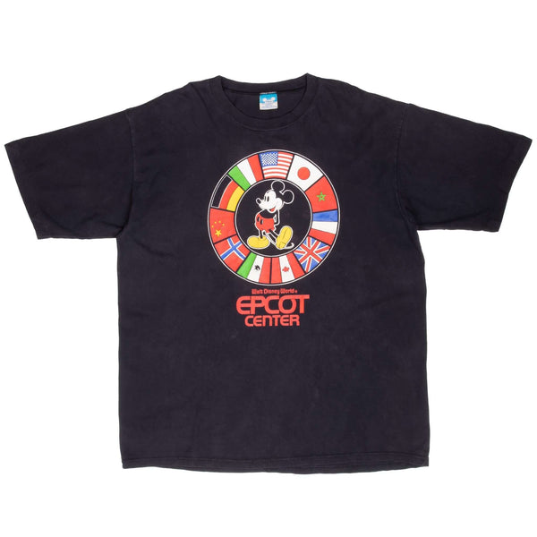 Vintage Disney Mickey Mouse Flags Epcot 1990S Tee Shirt Size XL Made In USA With Single Stitch Sleeves