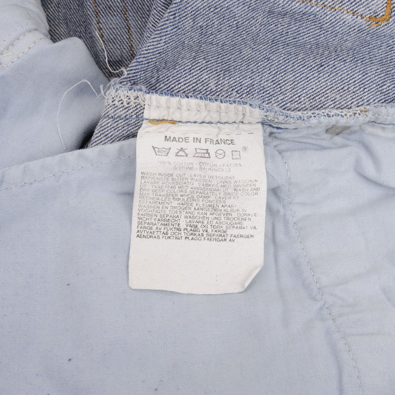 Beautiful Indigo Levis 501 Woman High Waist Also Called 901 Jeans 1980s Made in France with Medium Wash Preshrunk Deadstock With Tags&nbsp;  Size on tag 33X34 Actual Size 30X33  Back Button #275