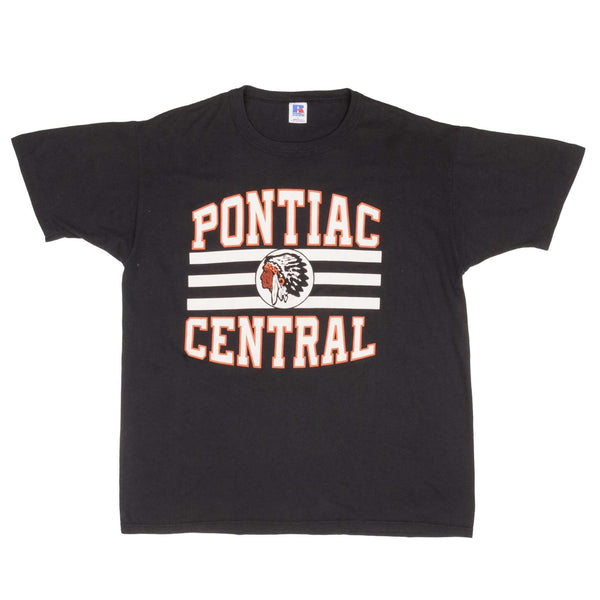 Vintage Pontiac Central High School Tee Shirt 1990S Size Large Made In USA With Single Stitch Sleeves