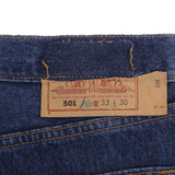 Vintage Levis 501 Indigo Jeans 1990S Size 33X30 W33 L30 Made In Usa With A Medium Wash  Size on Tag 33X30  Back Button #524A