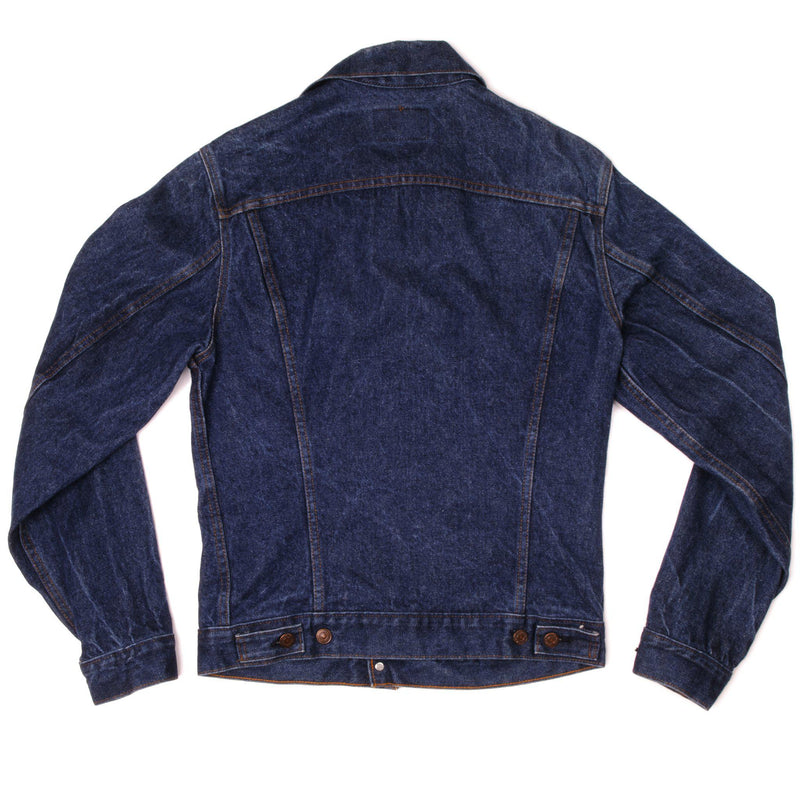 Beautiful Indigo Levis Denim Jacket Made in USA with a beautiful dark blue wash.  Size 40L  Back Button #527