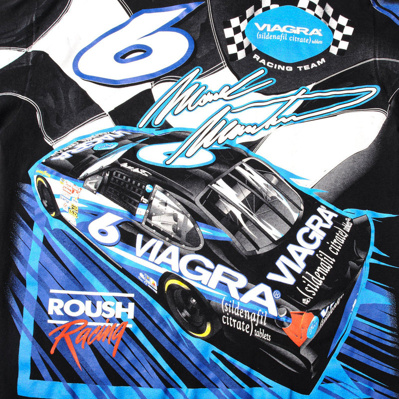 CAMISETA VINTAGE DE NASCAR MARK MARTIN N.° 6 VIAGRA, TALLA GRANDE, FABRICADA EN EE. UU.