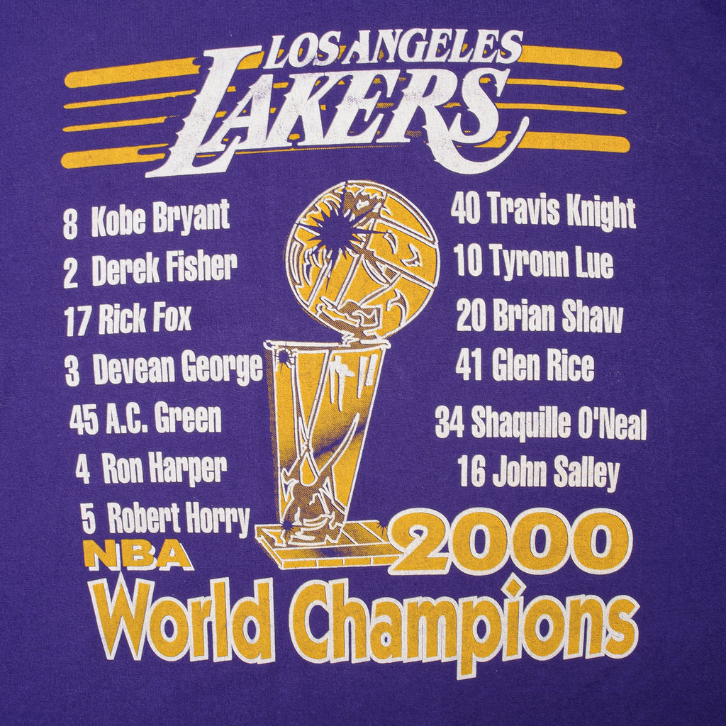 VINTAGE NBA LOS ANGELES LAKERS WORLD CHAMPIONS 2000 TEE SHIRT 2XL