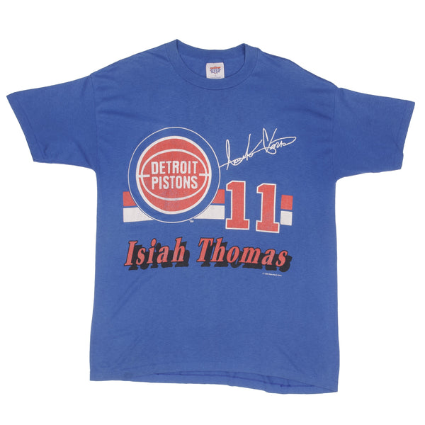 Vintage NBA Detroit Pistons Isiah Thomas 1990 Tee Shirt Size Large Made In USA With Single Stitch Sleeves