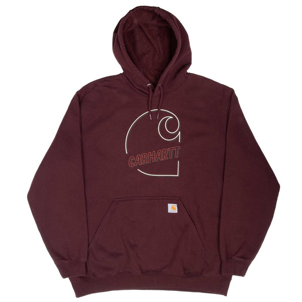 Vintage Carhartt Burgundy Hoodie Sweatshirt 2000S Size XL