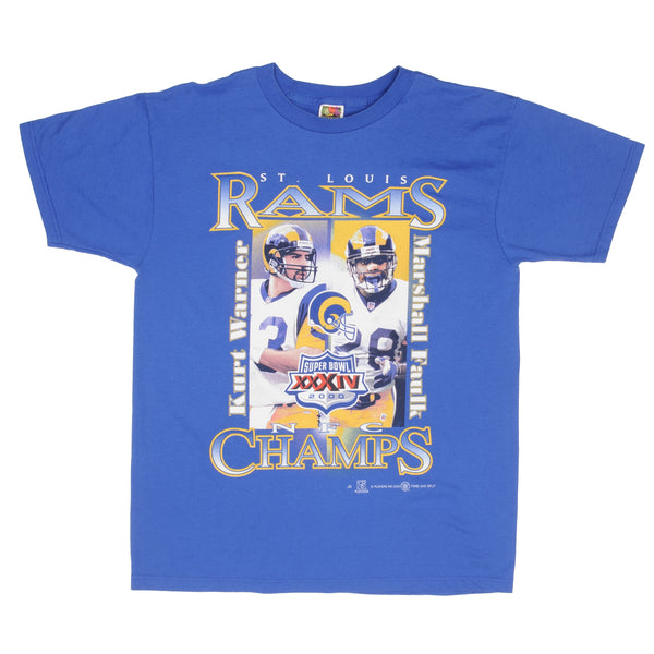 Vintage Nfl Saint Louis Rams Super Bowl Xxxiv Champions 2000 Tee Shirt Size Large