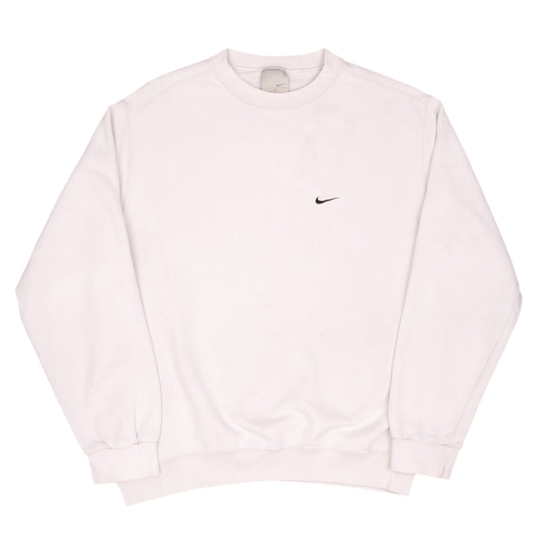 Vintage White Nike Classic Small Swoosh Sweatshirt 2000S Size Medium