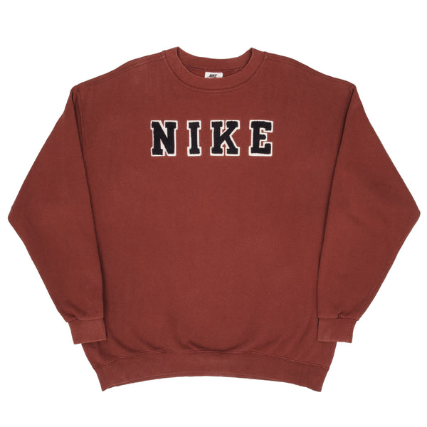 Vintage Nike Spellout Burgundy Sweatshirt 1990S Size Xl Made In USA