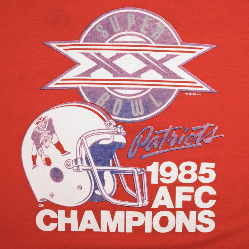 VINTAGE NFL NEW ENGLAND PATRIOTS SUPER BOWL 1985 TEE SHIRT MEDIUM MADE IN USA