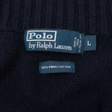 Vintage Polo Ralph Lauren Navy Blue Knit Quarter 1/4 Zip Sweater 1990S Size Large