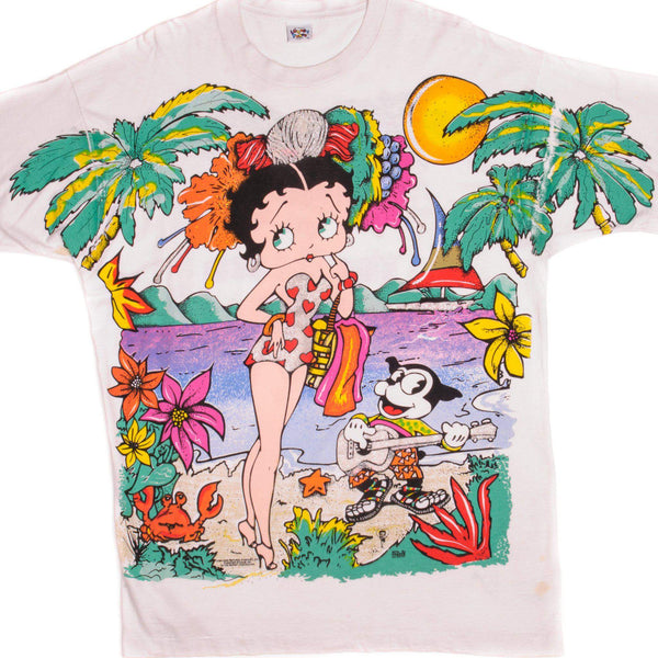 VINTAGE LOONEY TUNES BETTY BOOP ALL OVER PRINT TEE SHIRT 1994 SIZE XL –  Vintage rare usa