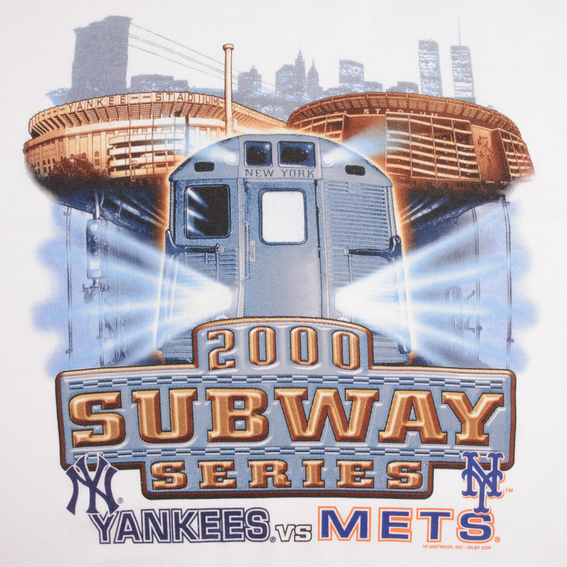 Vintage Mlb New York NY Yankees Vs NY Mets Subway Series Tee Shirt 2000 Size Large