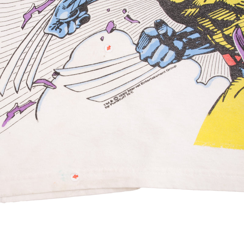 VINTAGE ALL OVER PRINT X-MEN MARVEL WOLVERINE 1993 TEE SHIRT LARGE YOUTH (14/16)