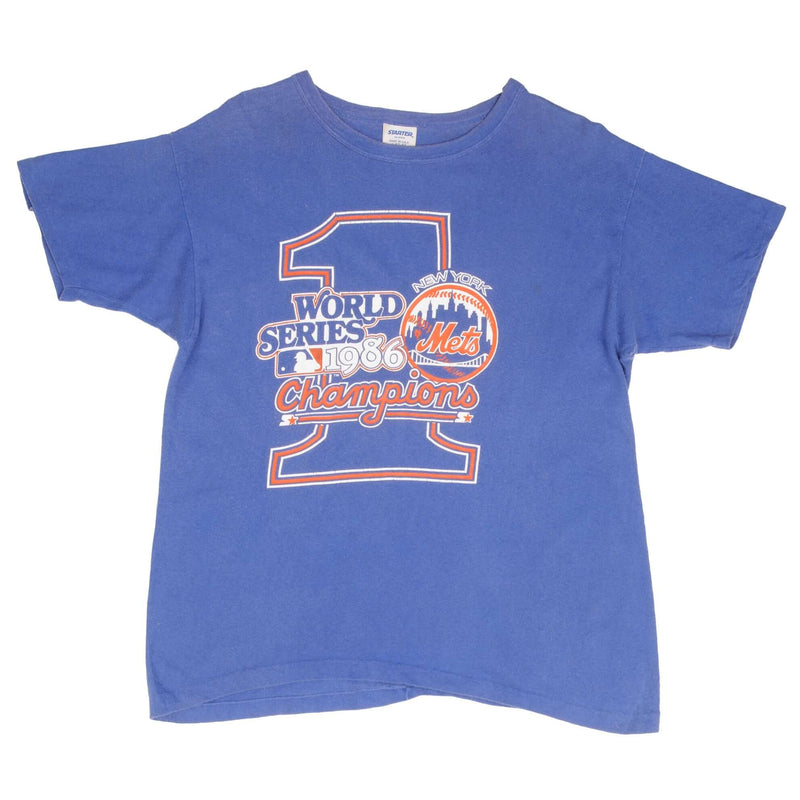 VINTAGE MLB NEW YORK METS WORLD CHAMPIONS 1986 TEE SHIRT LARGE