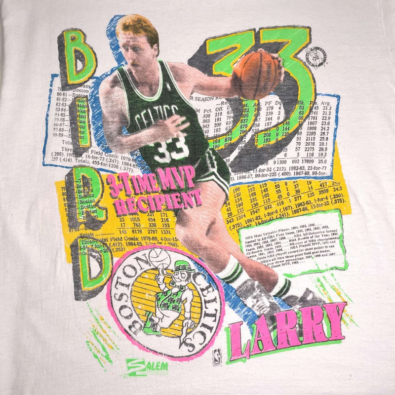 VINTAGE NBA BOSTON CELTICS LARRY BIRD 1989 TEE SHIRT SIZE MEDIUM MADE IN USA