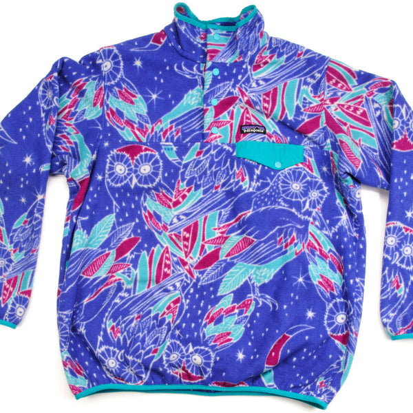 PATAGONIA VINTAGE - JERSEY DE POLAR LIGERO SYNCHILLA SNAP-T PARA MUJER MOON OWL: HARVEST MOON BLUE TALLA XL