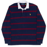 Polo Ralph Lauren Red And Blue Striped Rugby Polo Shirt Size Large