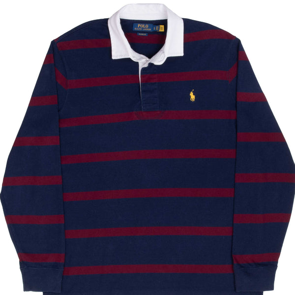 Polo Ralph Lauren Red And Blue Striped Rugby Polo Shirt Size Large