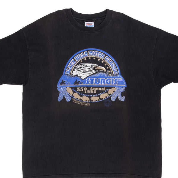 Vintage Biker Sturgis Black Hills Rally 55Th Annual Tee Shirt 1995 Size 2XL Made In Usa With Single Stitch Sleeves