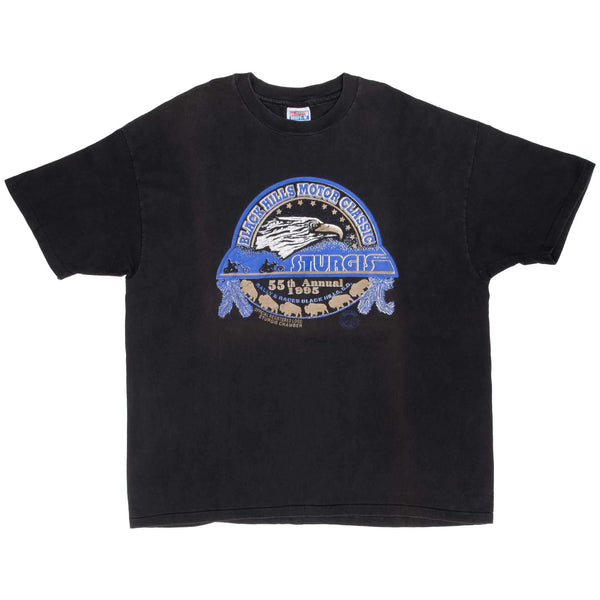 Vintage Biker Sturgis Black Hills Rally 55Th Annual Tee Shirt 1995 Size 2XL Made In Usa With Single Stitch Sleeves