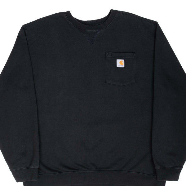 VINTAGE CARHARTT BLACK POCKET CREWNECK SWEATSHIRT 2XL