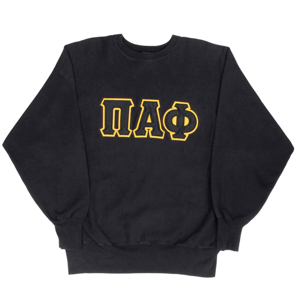 Vintage Champion Reverse Weave Fraternity University Pi Alpha Phi Black Sweatshirt 1990S Size XL