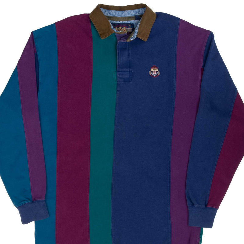 Vintage Chaps Ralph Lauren Multicolor Line Rugby Polo Shirt 1990S Large