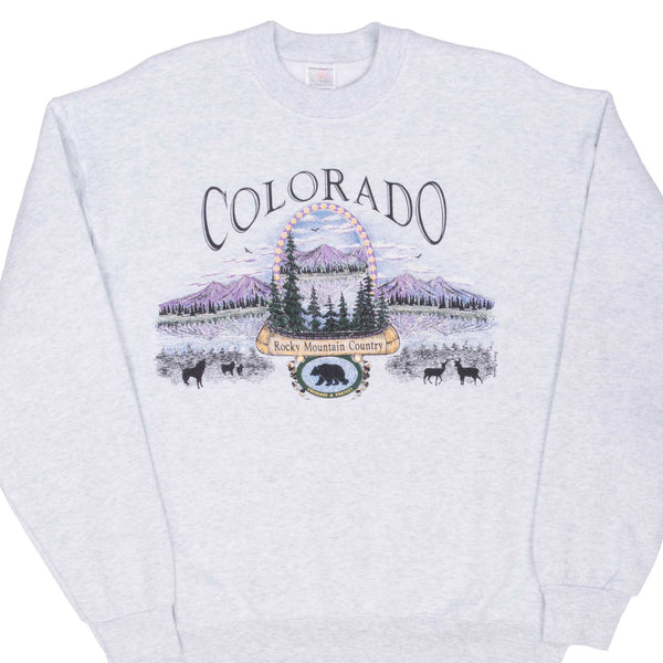 Vintage Colorado Rocky Mountain Graphic Sweatshirt 1990S Large Made In Usa