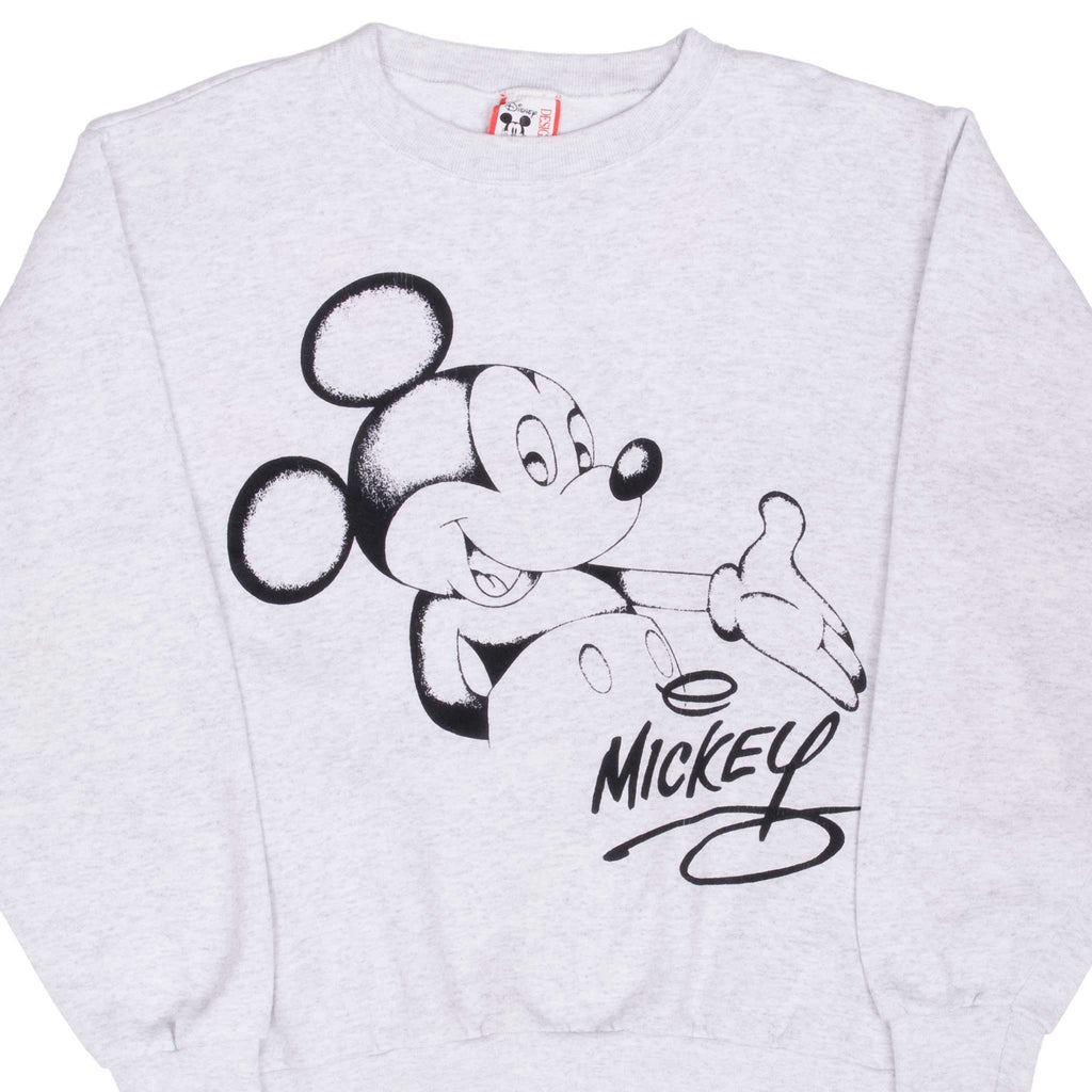 Vintage Disney Mickey Mouse 1990S Grey Sweatshirt Size Medium Made In Usa