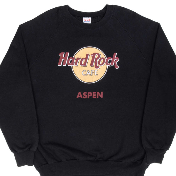 VINTAGE HARD ROCK CAFE ASPEN BLACK SWEATSHIRT 1990S SIZE XL