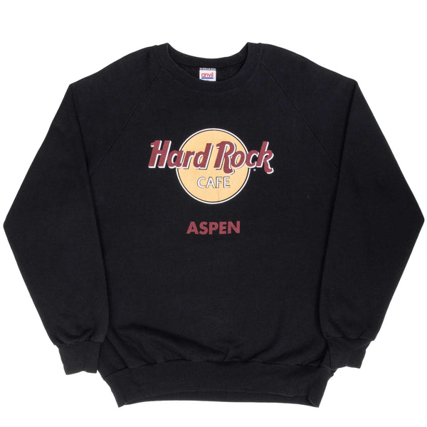 VINTAGE HARD ROCK CAFE ASPEN BLACK SWEATSHIRT 1990S SIZE XL