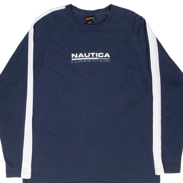 Vintage Nautica Competition Blue Long Sleeve Tee Shirt 2000S Size Large