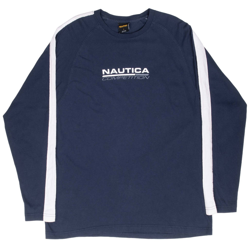 Vintage Nautica Competition Blue Long Sleeve Tee Shirt 2000S Size Large