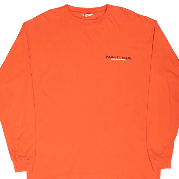 Vintage Nautica Competition Orange Long Sleeve Tee Shirt 2000S Size Medium