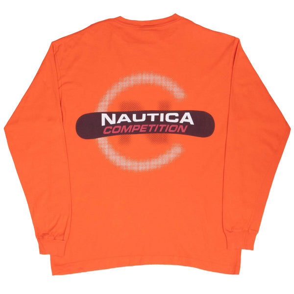 Vintage Nautica Competition Orange Long Sleeve Tee Shirt 2000S Size Medium