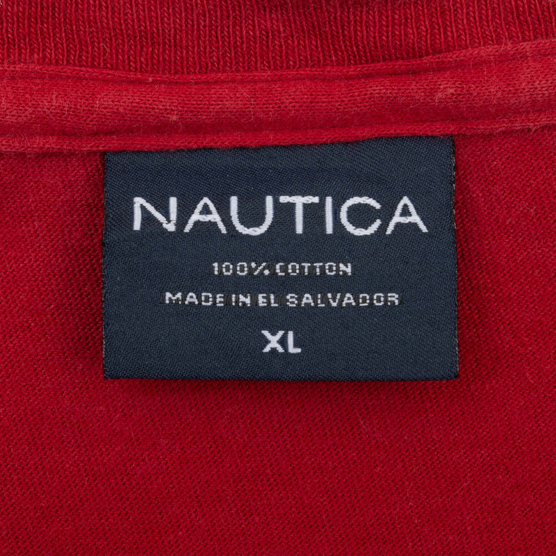 Vintage Nautica Expedition Antarctica Red Long Sleeve Tee Shirt 2000S Size XL