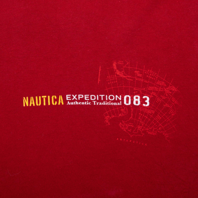 Vintage Nautica Expedition Antarctica Red Long Sleeve Tee Shirt 2000S Size XL