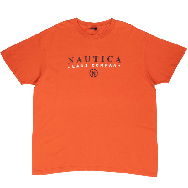 Vintage Nautica Jeans Orange Tee Shirt 2000S Large