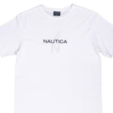 Vintage Nautica Spellout White Tee Shirt 2000S Size Medium