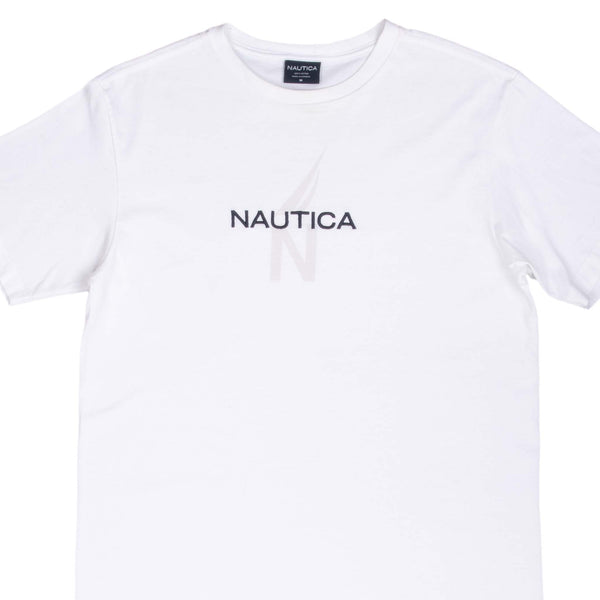 Vintage Nautica Spellout White Tee Shirt 2000S Size Medium