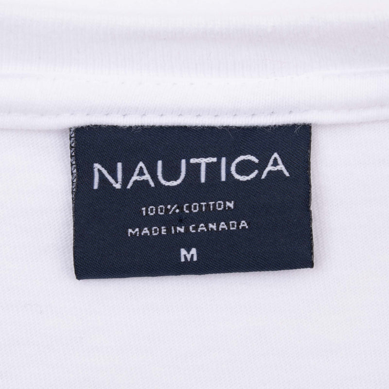 Vintage Nautica Spellout White Tee Shirt 2000S Size Medium