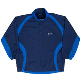 Vintage Nike Big Swoosh Blue Windbreaker Jacket 1990S Size Large Youth (14-16)