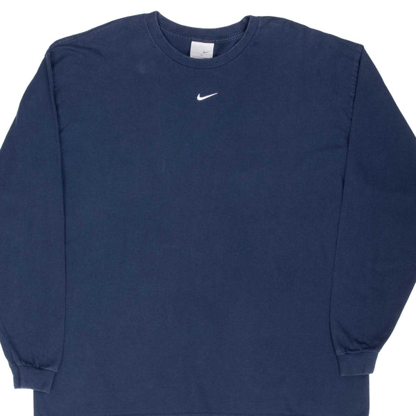 Vintage Nike Center Swoosh Navy Long Sleeve Tee Shirt 2000S Size XL